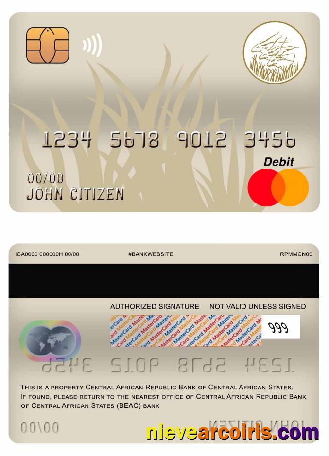Central African Republic Bank of Central African States (BEAC) bank master debit card